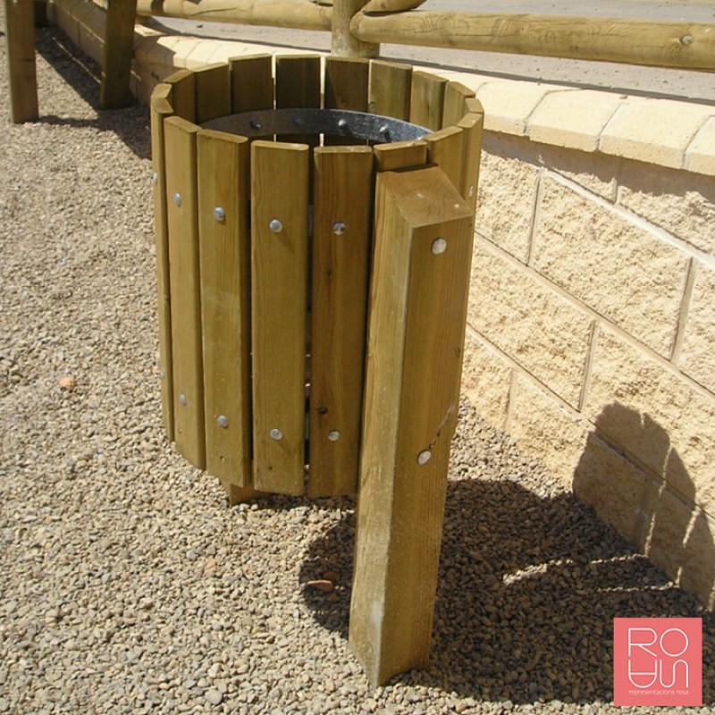 Paperera de fusta model Golf sense tapa | 60L